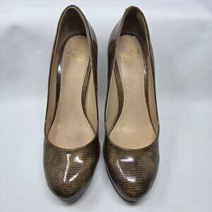 Joan & David DV Flipp Brown/Tan Patent Leather Platform Pumps, Size 7M/US